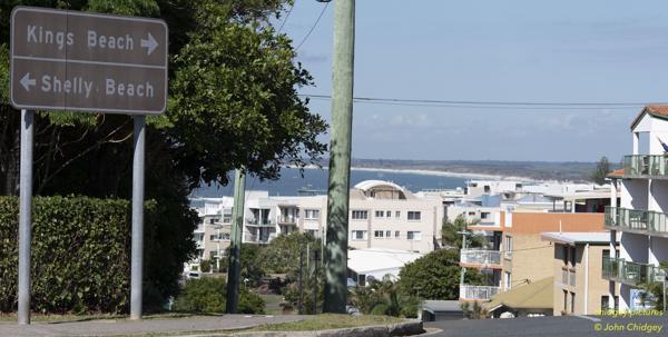 Kings Beach: The street down to Kings Beach at Caloundra.