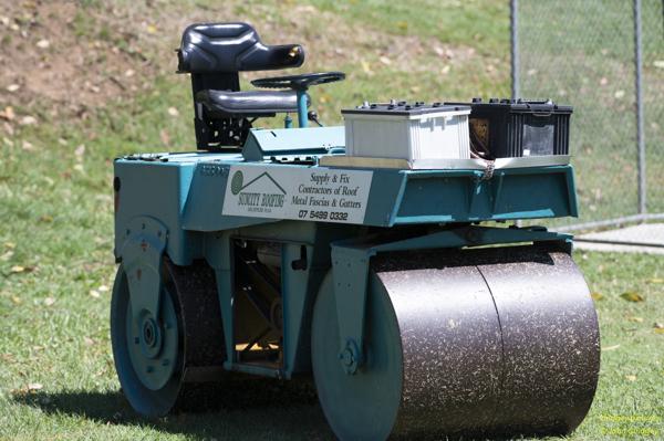 Pitch Roller: Cricket pitches need to be rolled flat before use. Every cricket ground with Turf wickets needs a roller and this particular ground has a well used one that still does the job. It’s rather agricultural looking with two Lead-Acid batteries on the front, but it works!